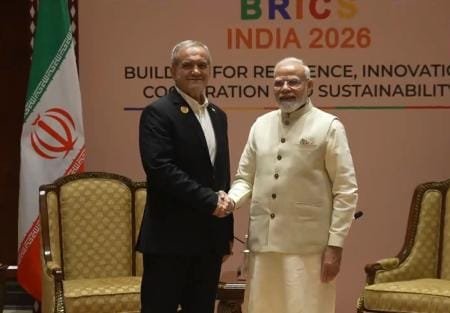 नरेंद्र मोदी और मसूद पेजेशकियन की मुलाकात — BRICS 2026