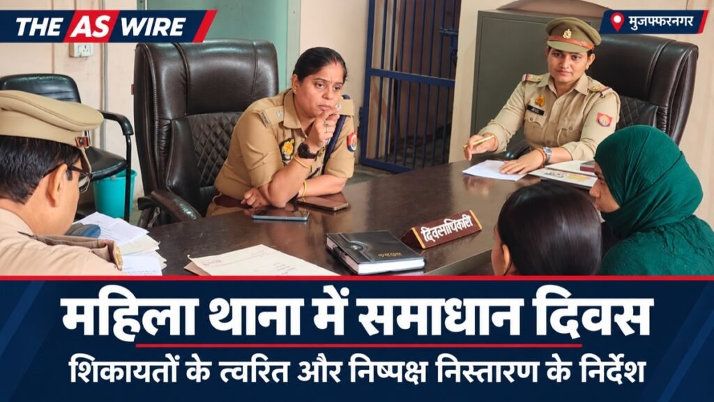 मुजफ्फरनगर महिला थाना में समाधान दिवस के दौरान शिकायतें सुनती पुलिस अधीक्षक अपराध इन्दु सिद्धार्थ का समाचार बैनर
