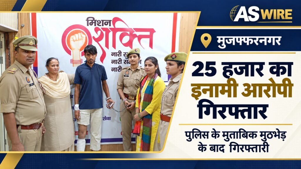 मुजफ्फरनगर में 25 हजार के इनामी आरोपी की गिरफ्तारी का समाचार बैनर